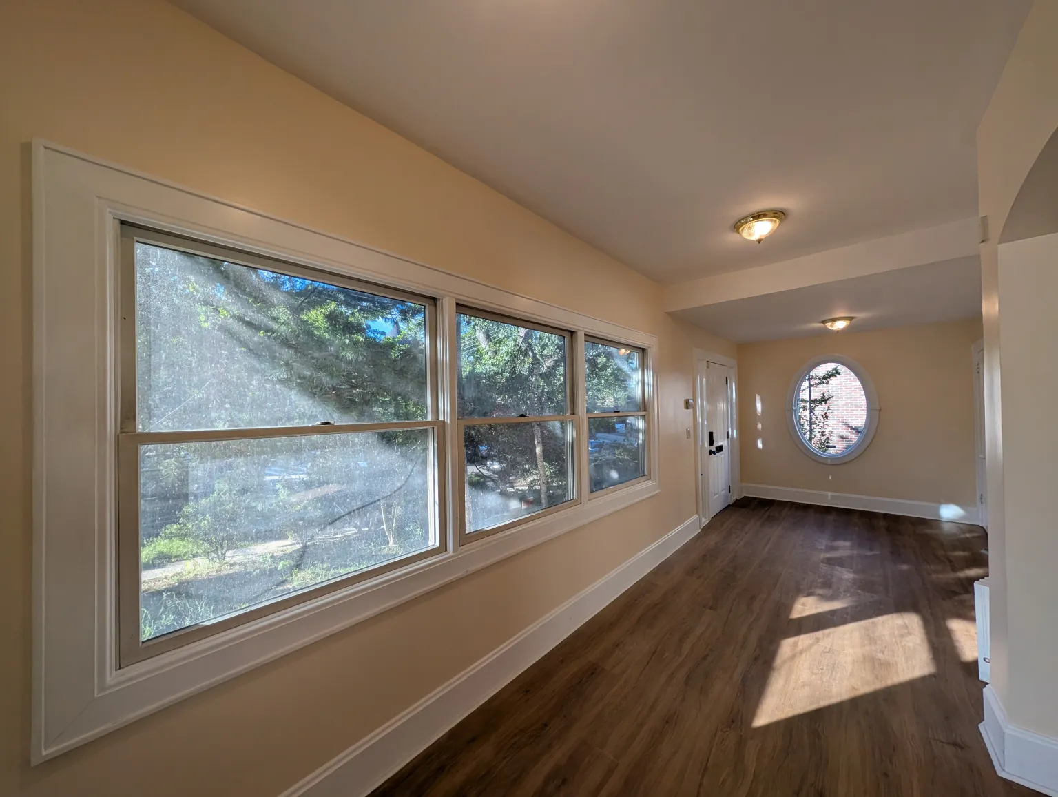 The entry room looking toward the oval window