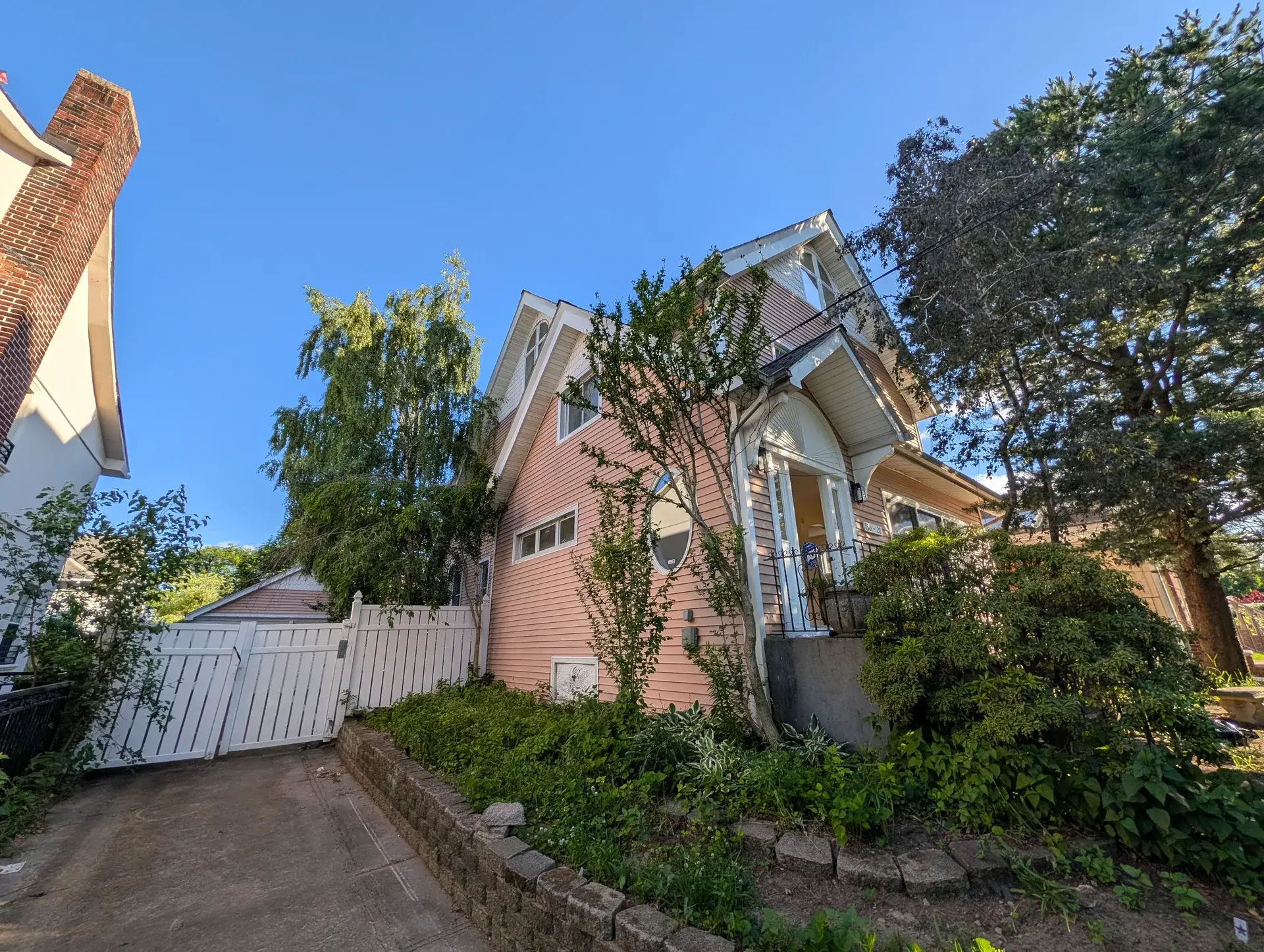 Side of the house along the private driveway