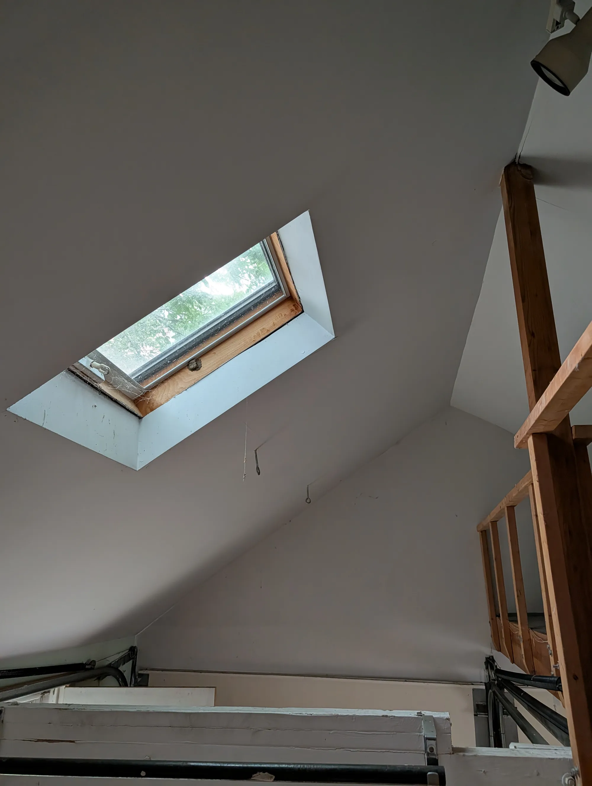 Skylight above the finished garage interior