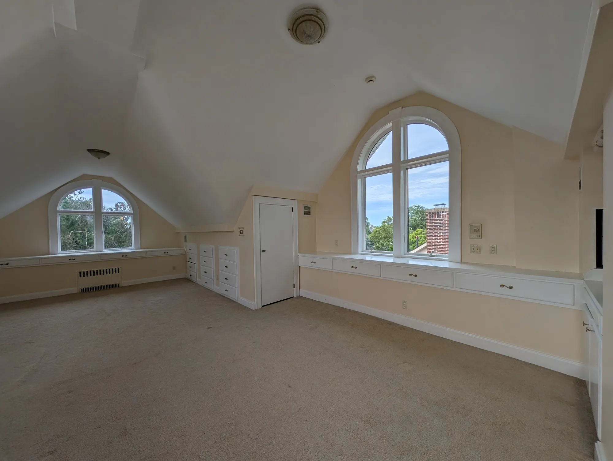 The northeast corner of the suite under the vaulted ceiling