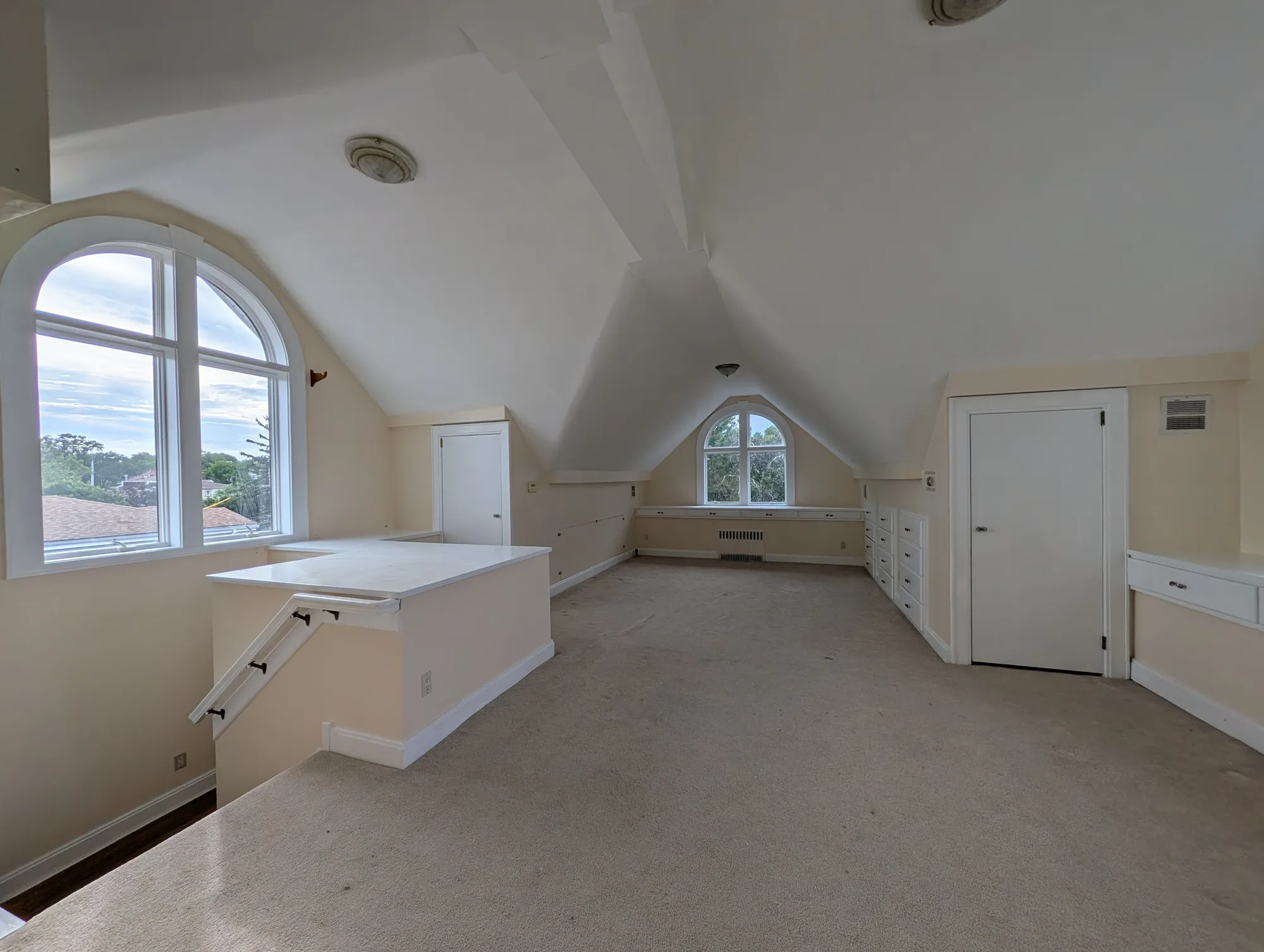 The northwest corner of the suite under the vaulted ceiling